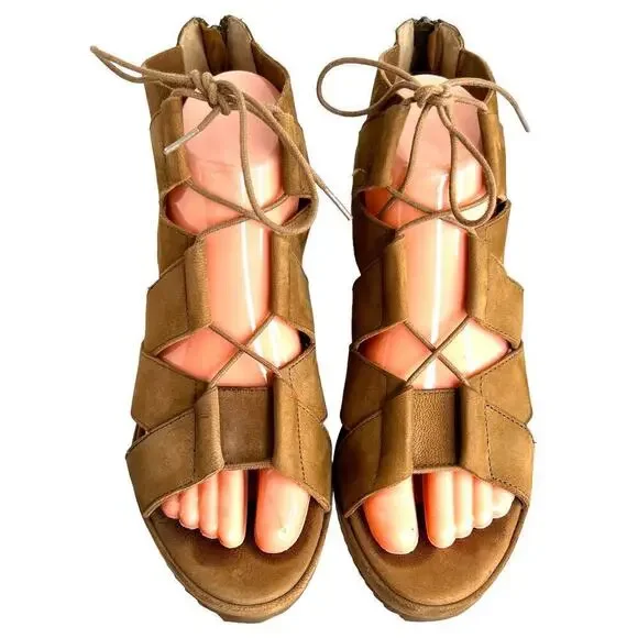 EILEEN FISHER Dibs 3 Inch Wedge Sandal in Tan Women's Size 9.5 - Picture 4 of 11